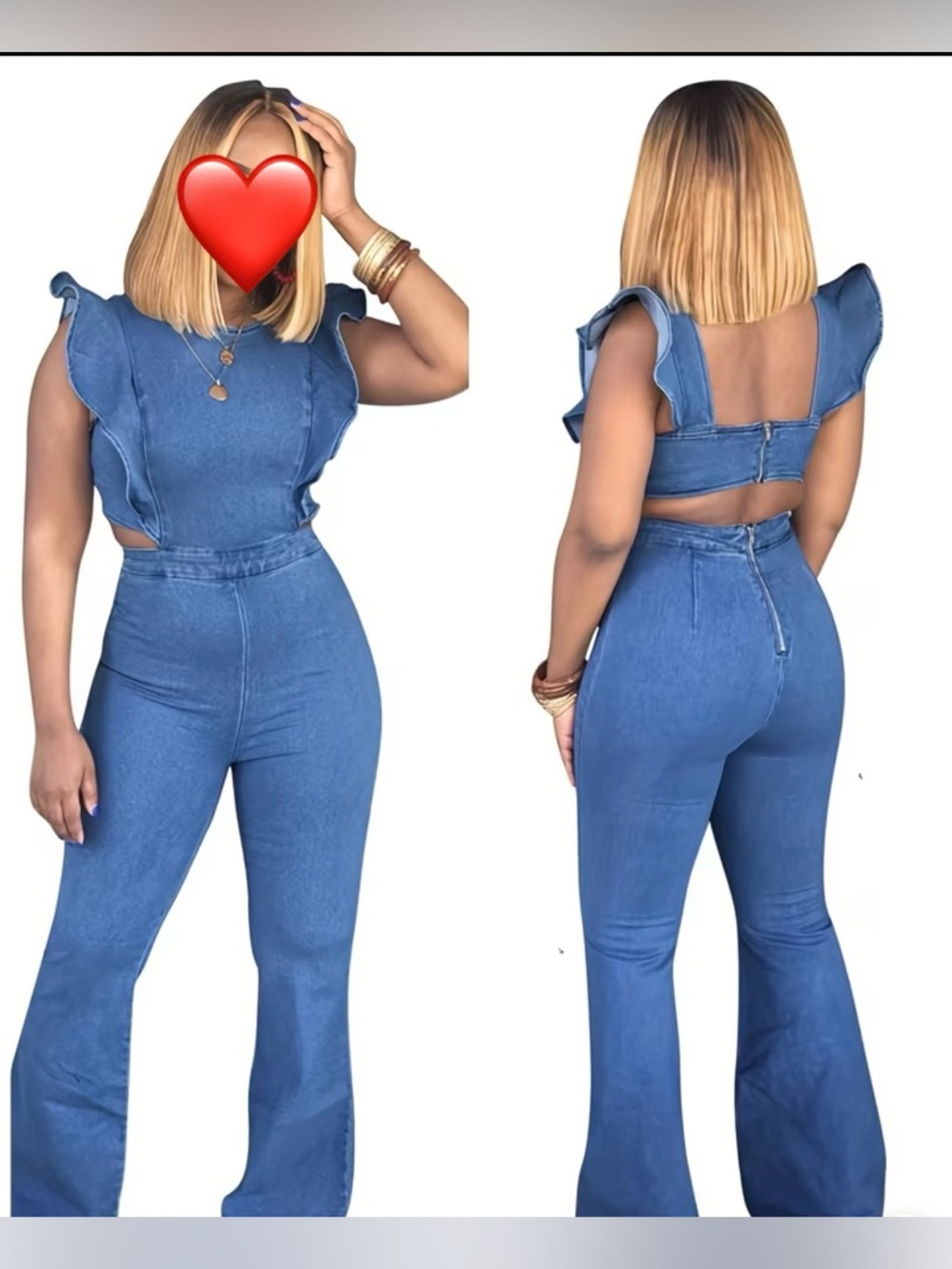 Denim Romper Cutout Jumpsuit